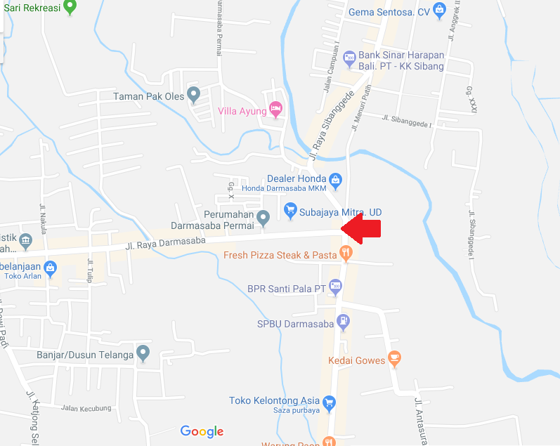 Maps Pertigaan Jl Raya Darmasaba - Jl Raya Sibanggede